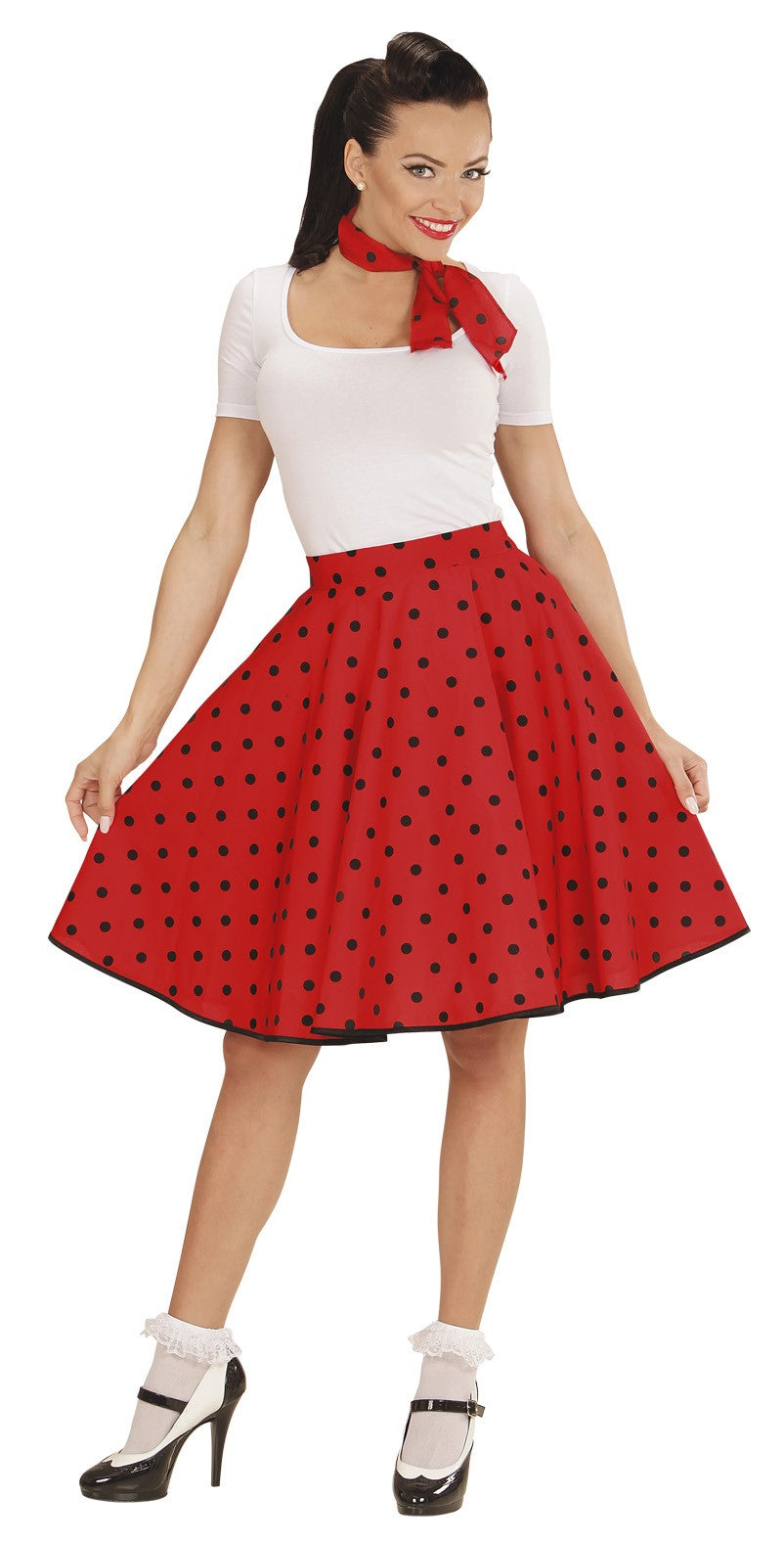Falda Roja de Lunares con Pañuelo