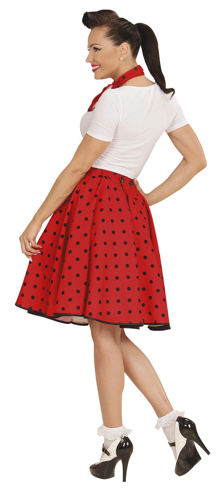 Falda Roja de Lunares con Pañuelo