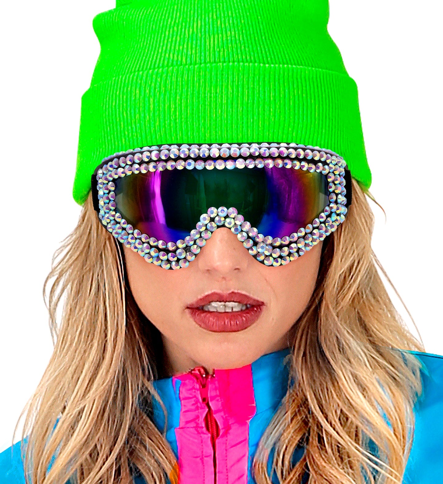 Gafas de Esquí o Snowboard Años 80 con Diamantes de Strass