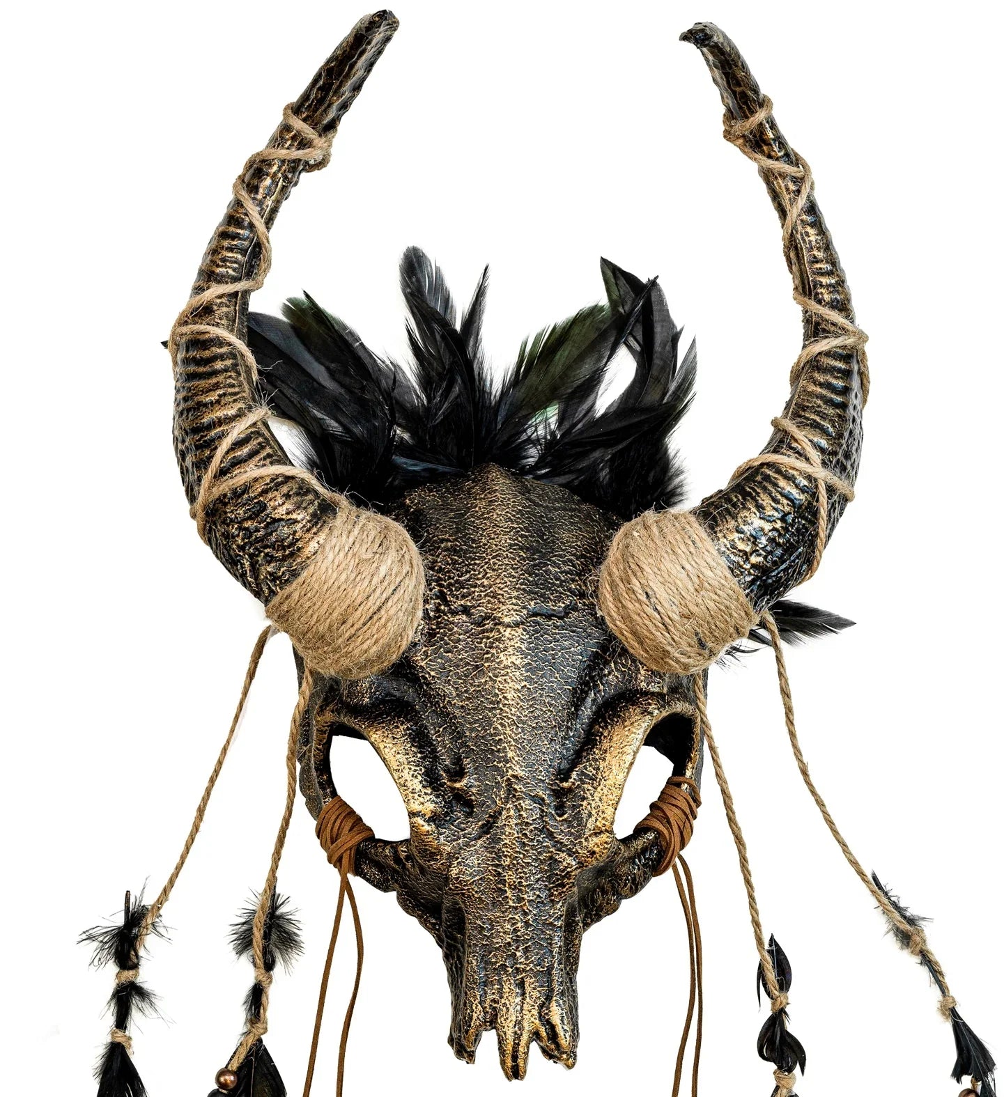 Máscara de Chamán con Calavera con Cuernos y Plumas Máscaras Halloween Widmann