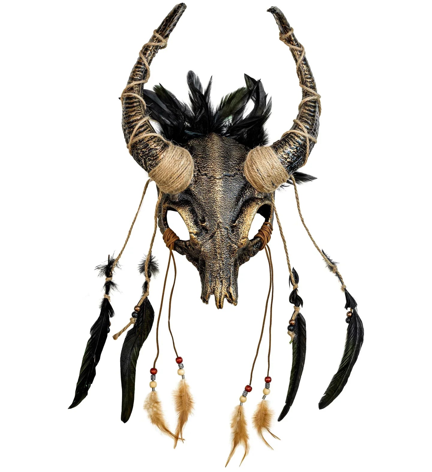 Máscara de Chamán con Calavera con Cuernos y Plumas Máscaras Halloween Widmann