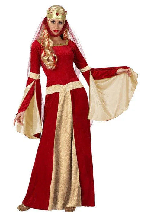 Disfraz de Reina Medieval Roja para Mujer Adultos Atosa