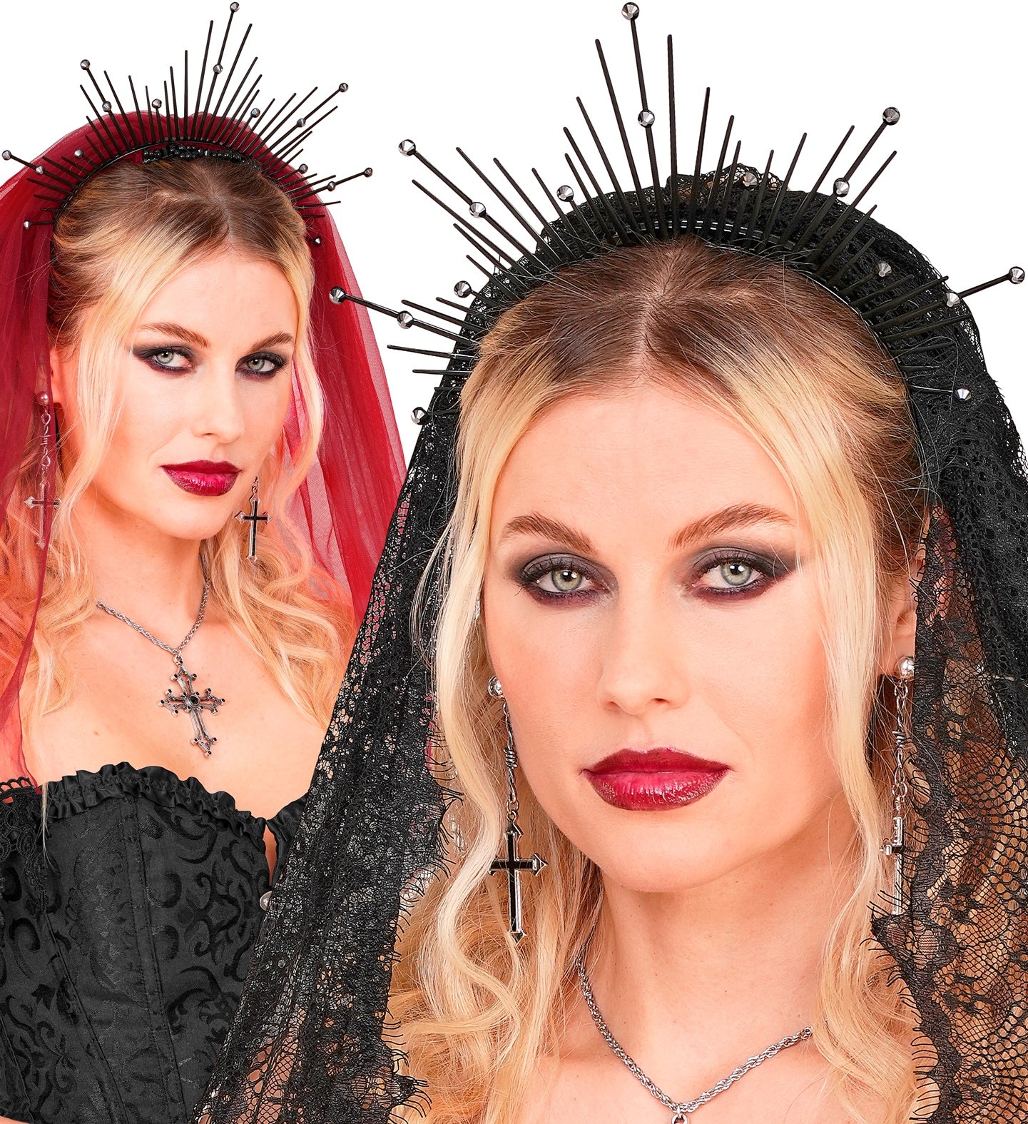 Diadema con Aureola Negra con Pedrería Accesorios para la Cabeza Widmann