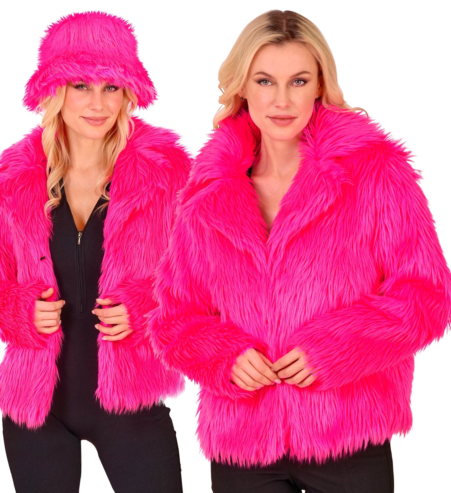Jaqueta de Pêlo Rosa Neon para Mulher