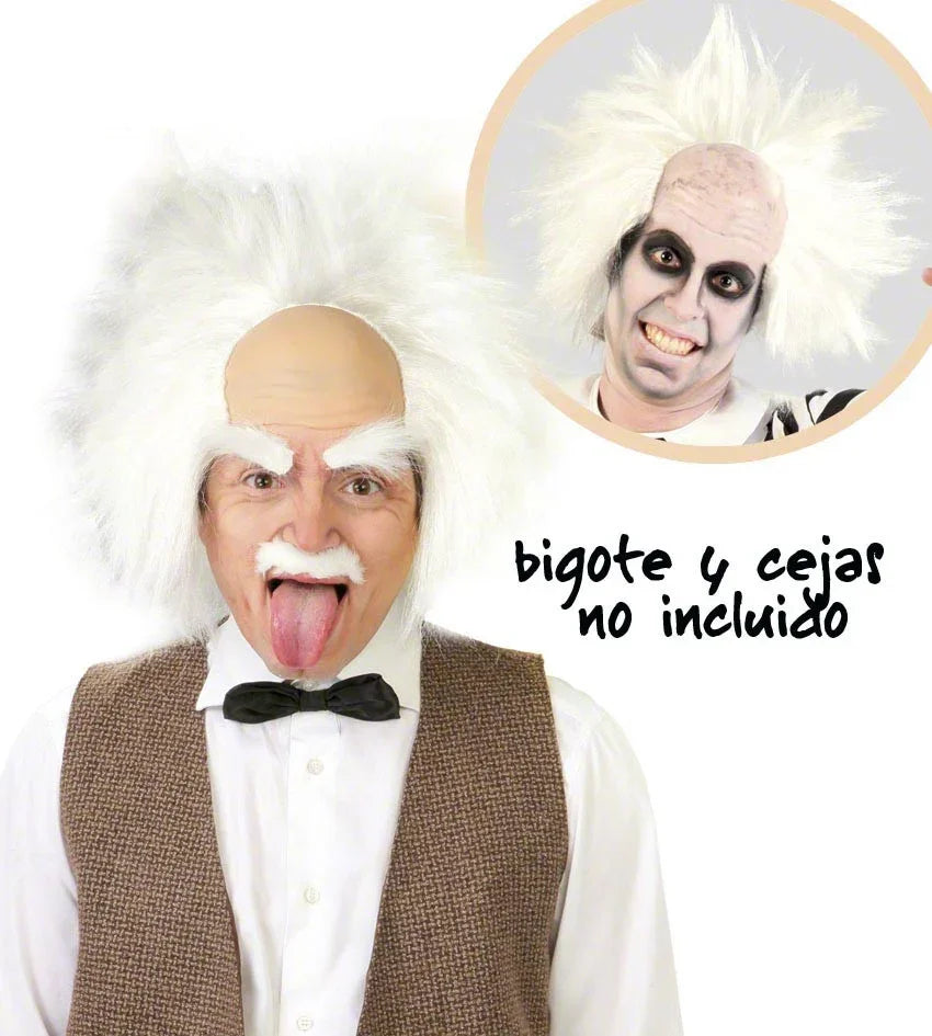 Calva con Pelo Blanco de Einstein Pelucas Guirca