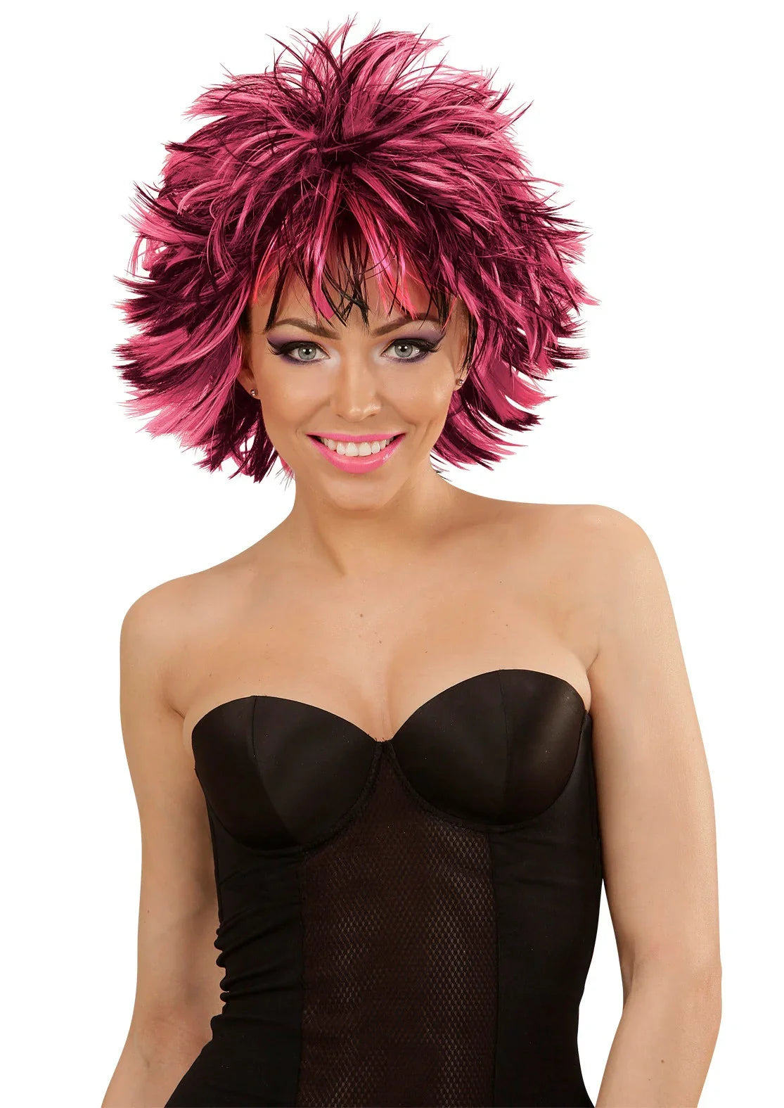 Peluca Rock con Mechas Fucsias y Negras Pelucas Widmann