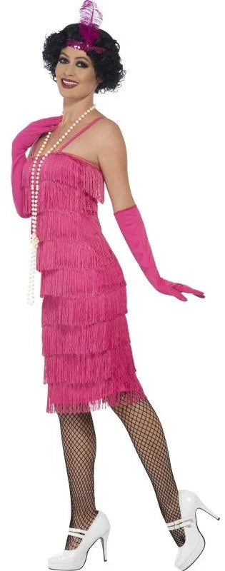 Disfraz de Charlestón Rosa Largo para Mujer Años 20 Charleston y Gangster Smiffys