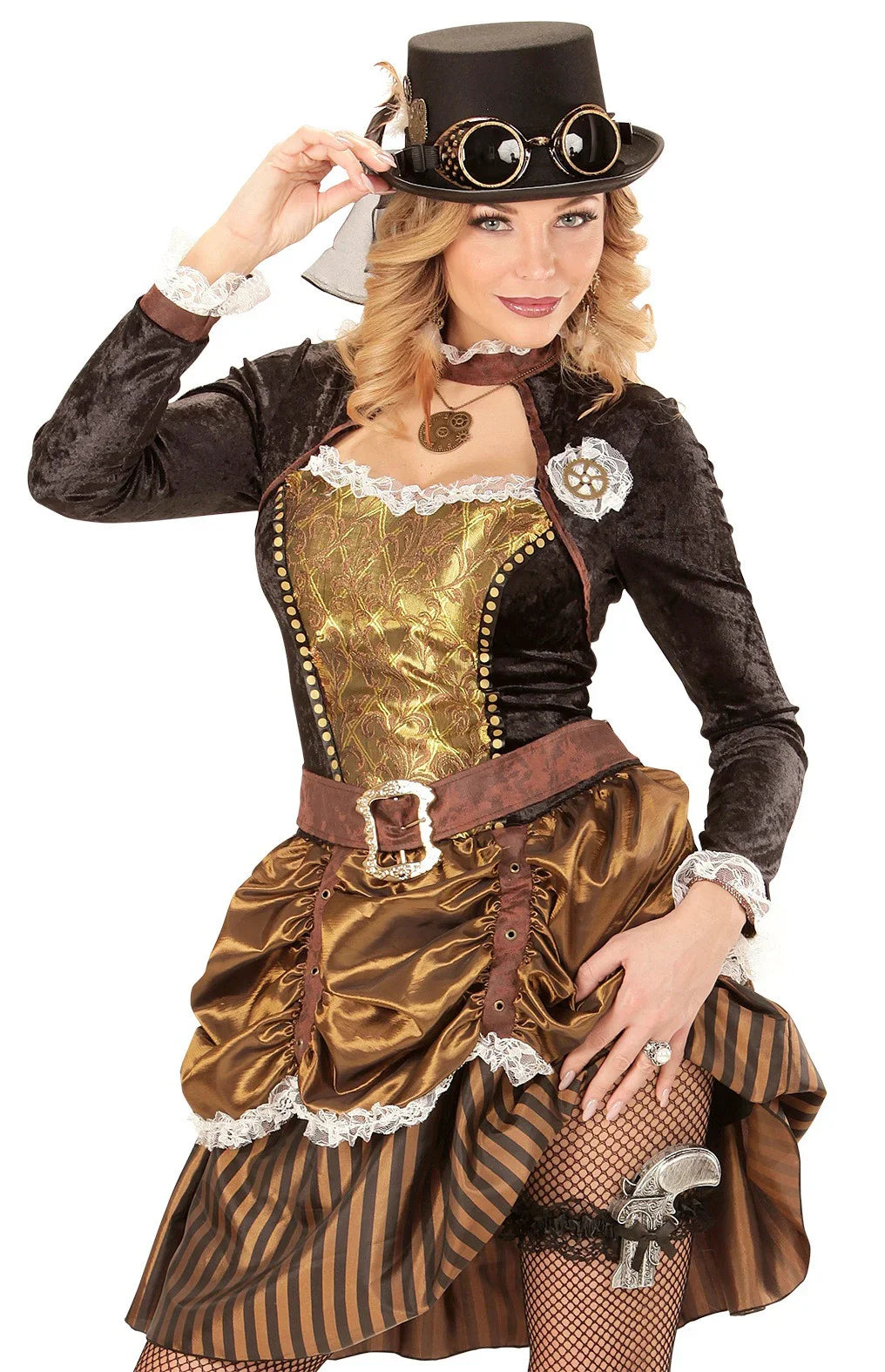 Chistera Steampunk con Gafas y Plumas Steampunk Widmann