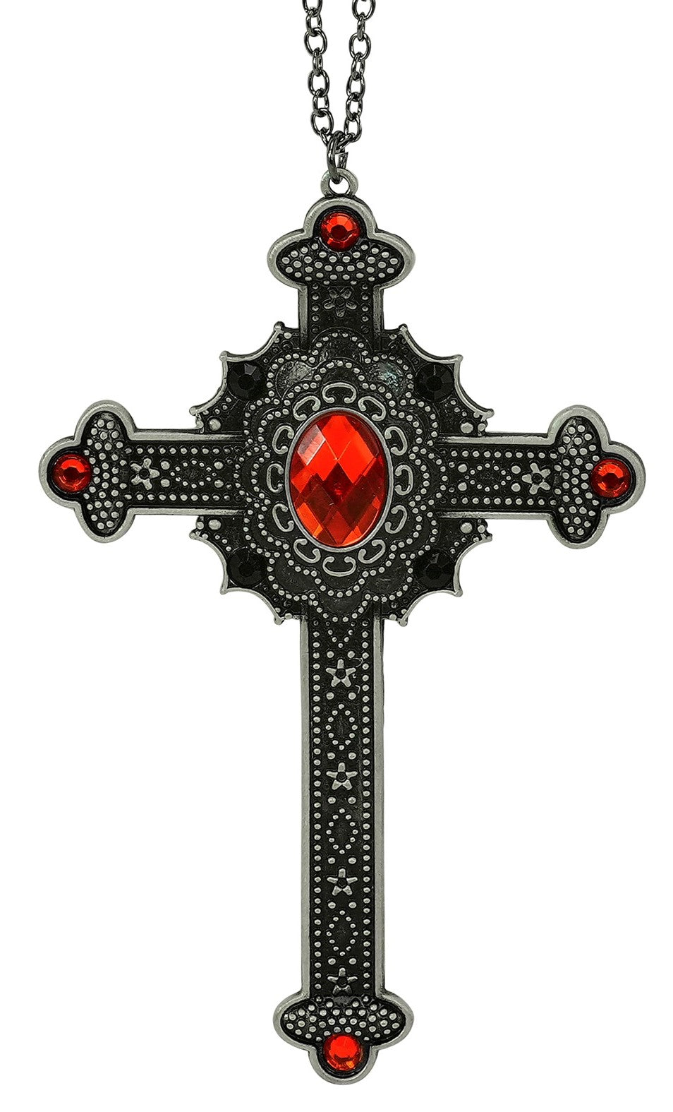 Collar de Vampiresa con Cruz Negra con Gemas Rojas Collares, Colgantes y Gargantillas Widmann