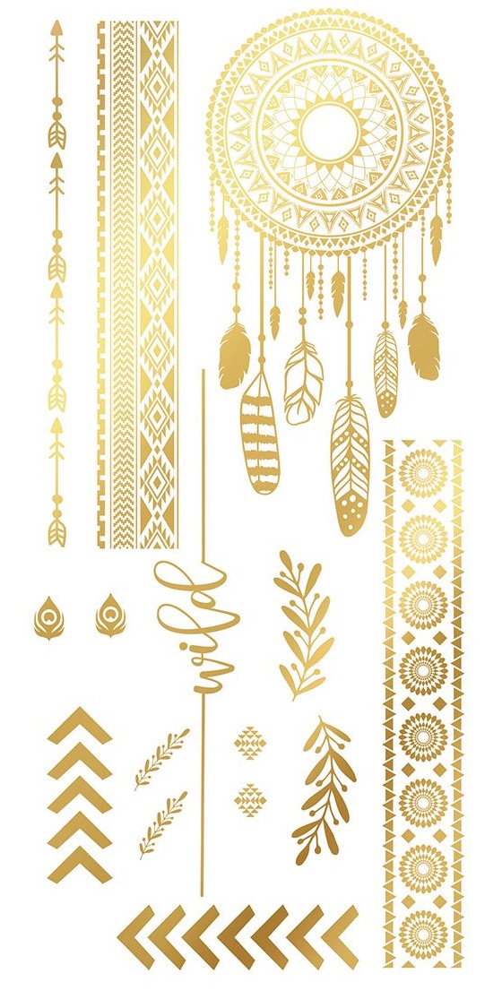 Kit de Tatuagens Hippies Douradas