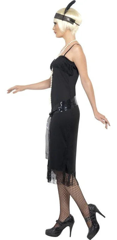 Disfraz de Charlestón Negro para Mujer Años 20 Charleston y Gangster Smiffys