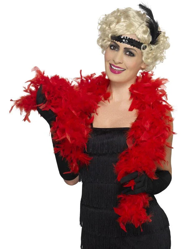 Boa de Plumas Rojas de 150cm Boas de Plumas Smiffys