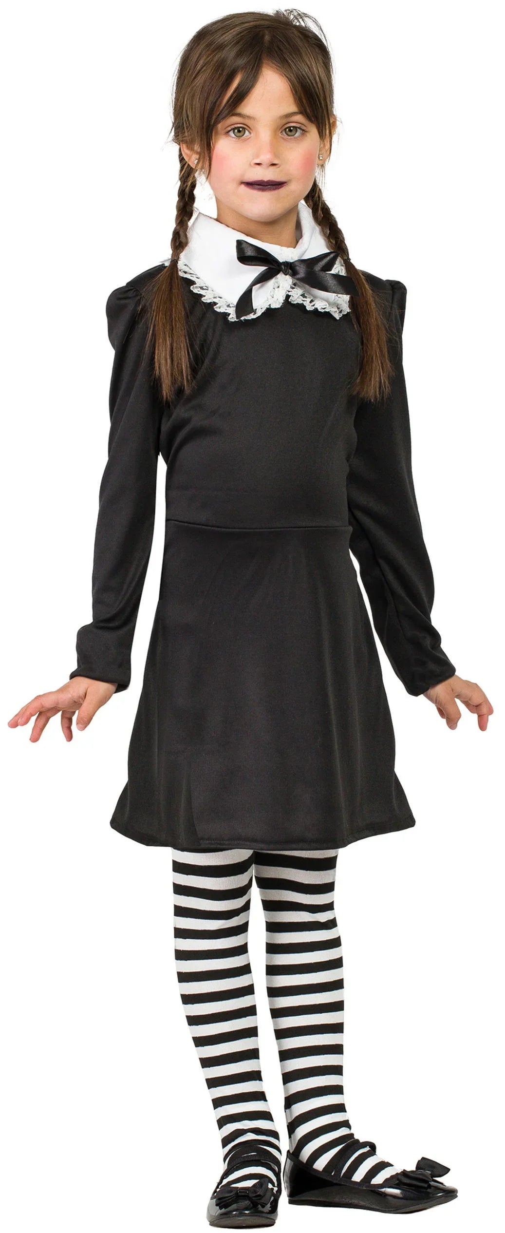 Disfraz de Miércoles Addams para Niña con Calcetines Familia Addams Kimokawaii