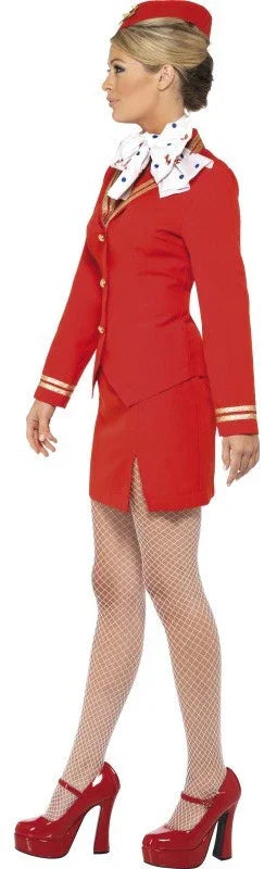 Disfraz de Azafata de Avión Rojo para Mujer Pilotos y Aviadores Smiffys