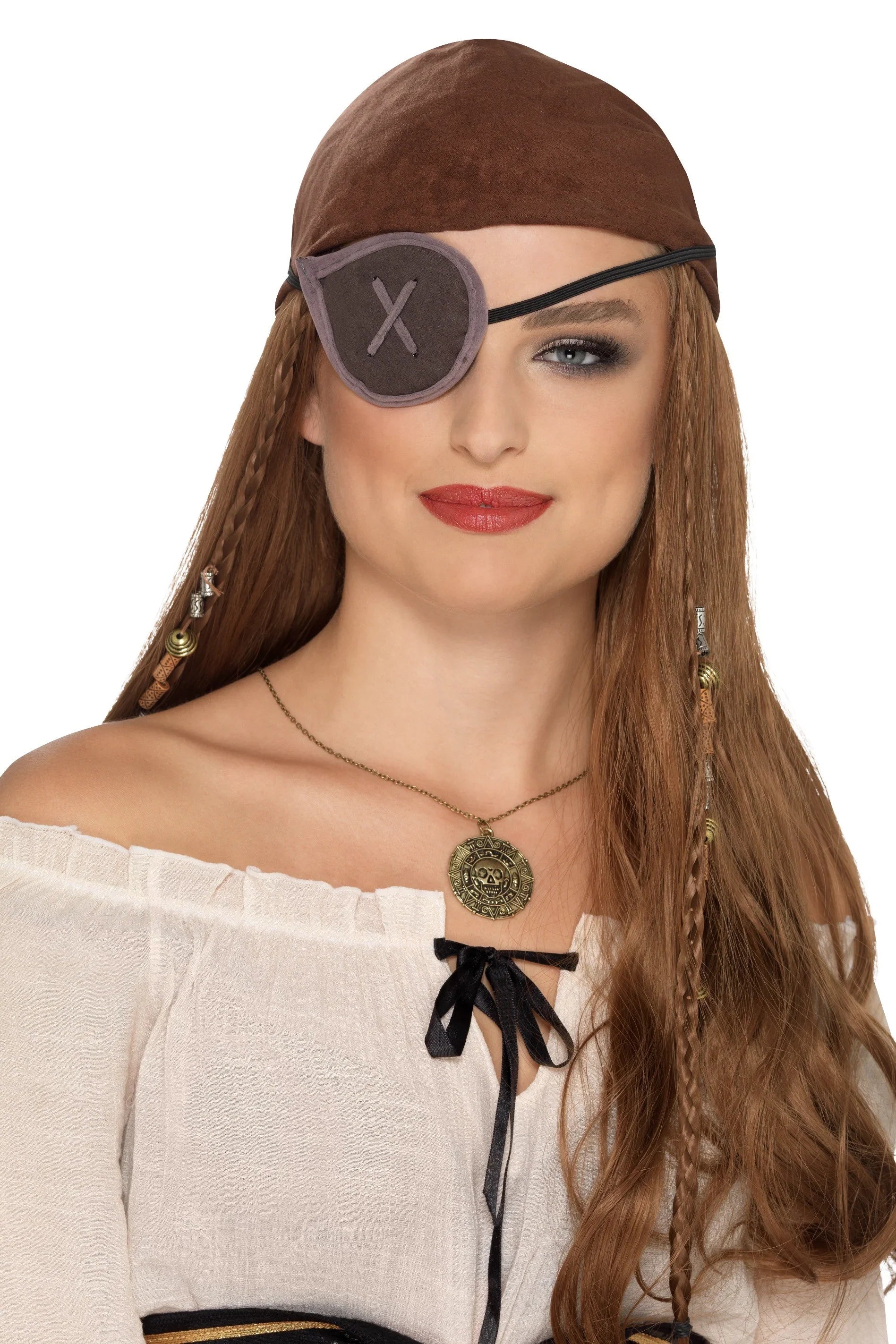 Parche Pirata Decorado de Tela Gris Complementos Piratas Smiffys