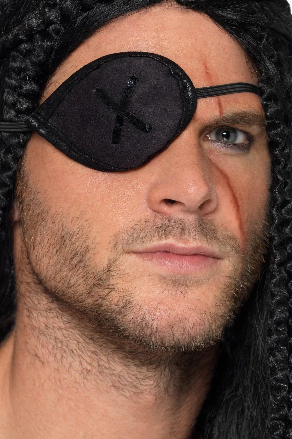 Parche Pirata Decorado de Tela Negra Complementos Piratas Smiffys