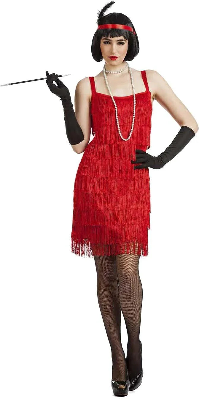 Disfraz de Charlestón Rojo para Mujer Años 20 Charleston y Gangster Kimokawaii