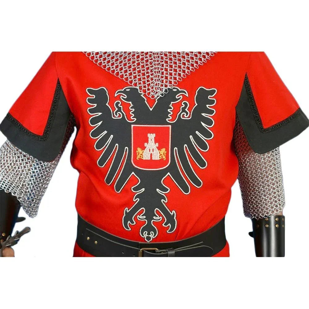Traje Medieval Rojo con Águila Bicéfala para Hombre Caballeros y Cruzados Medievales Medieval Factory