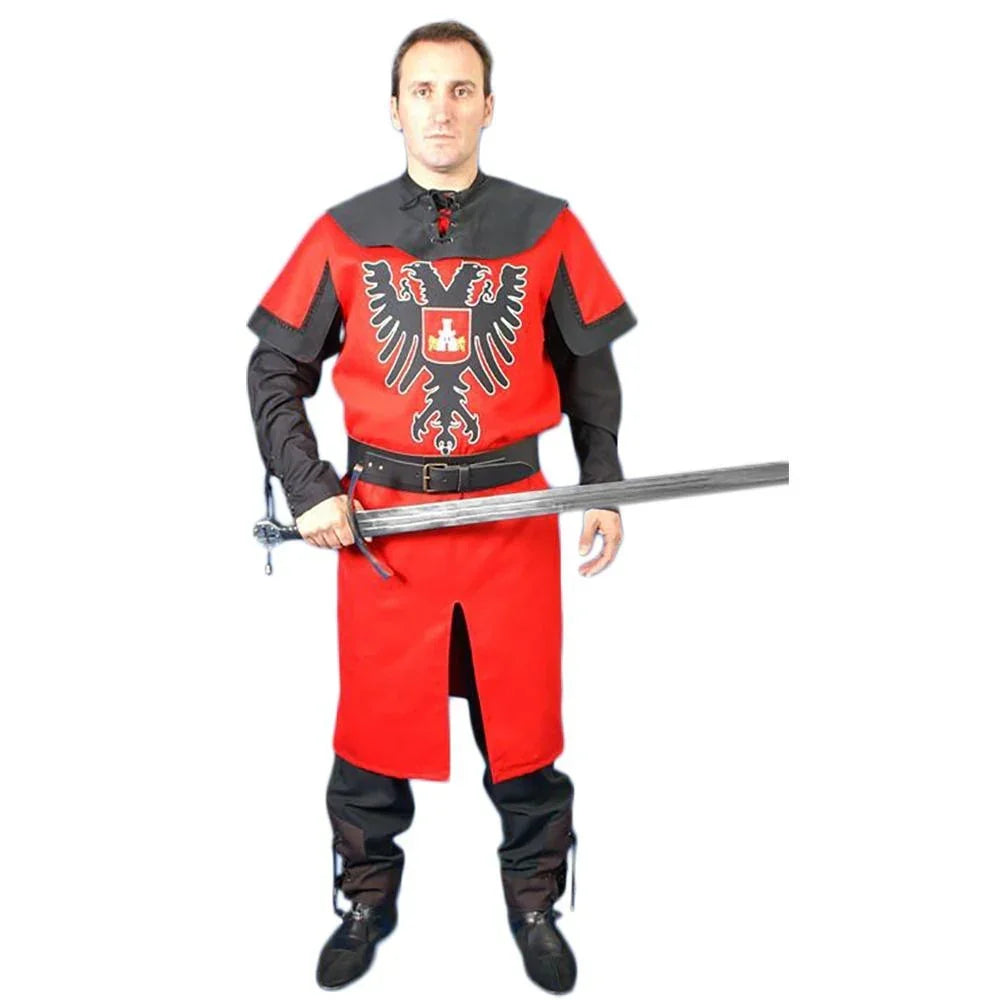Traje Medieval Rojo con Águila Bicéfala para Hombre Caballeros y Cruzados Medievales Medieval Factory