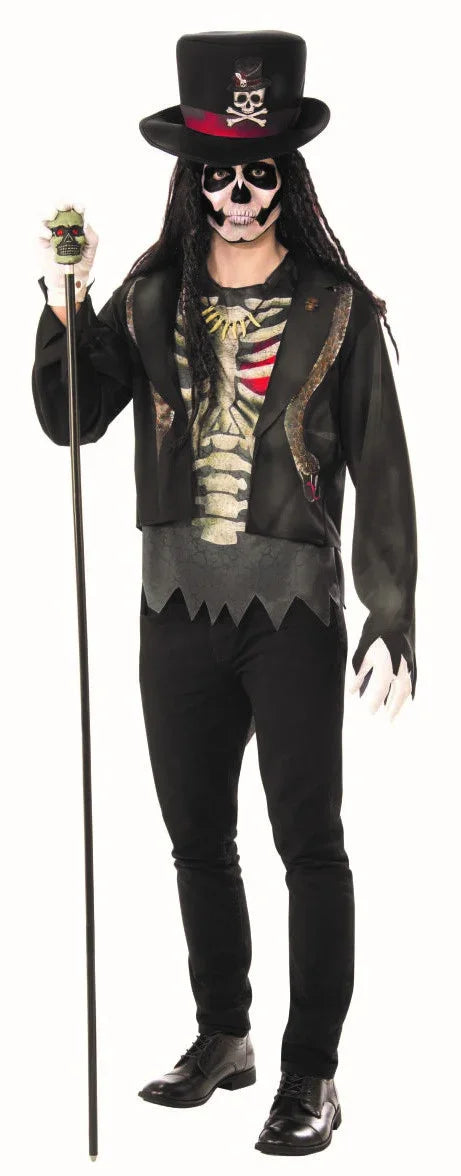 Disfraz de Hechicero Vudú para Hombre Esqueletos Rubies
