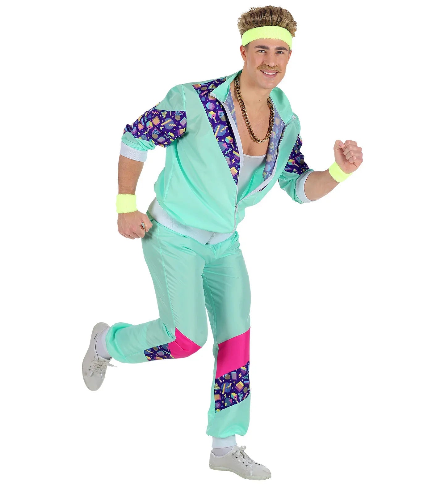Disfraz Chándal de Táctel Azul 80's para Adulto Años 60, 70 y 80 Widmann