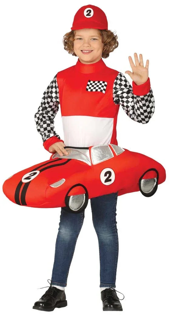 Disfraz de Piloto de Carreras con Coche para Niño Deportistas y Animadoras Guirca