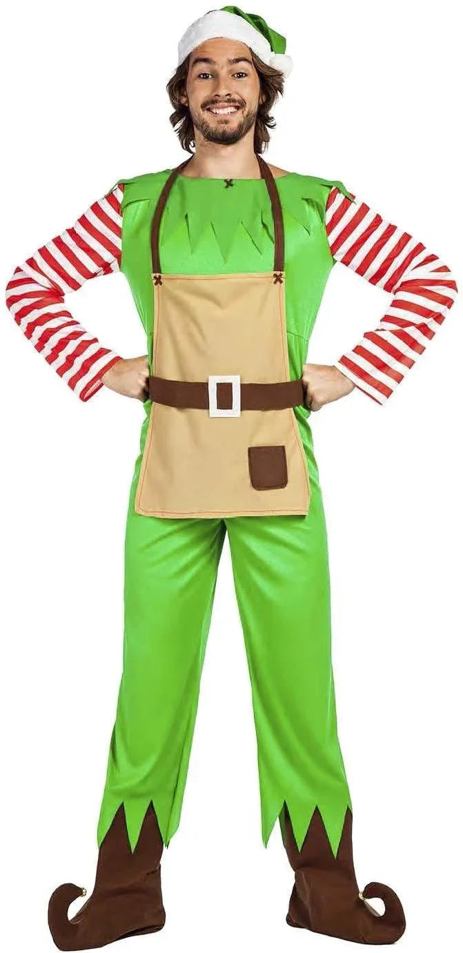 Disfraz de Elfo Ayudante de Papá Noel para Hombre Elfos Navideños Kimokawaii