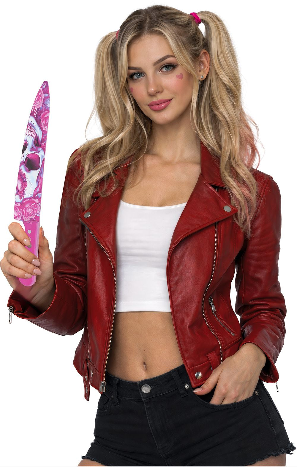 Canivete de Caveira Rosa de 37 cm