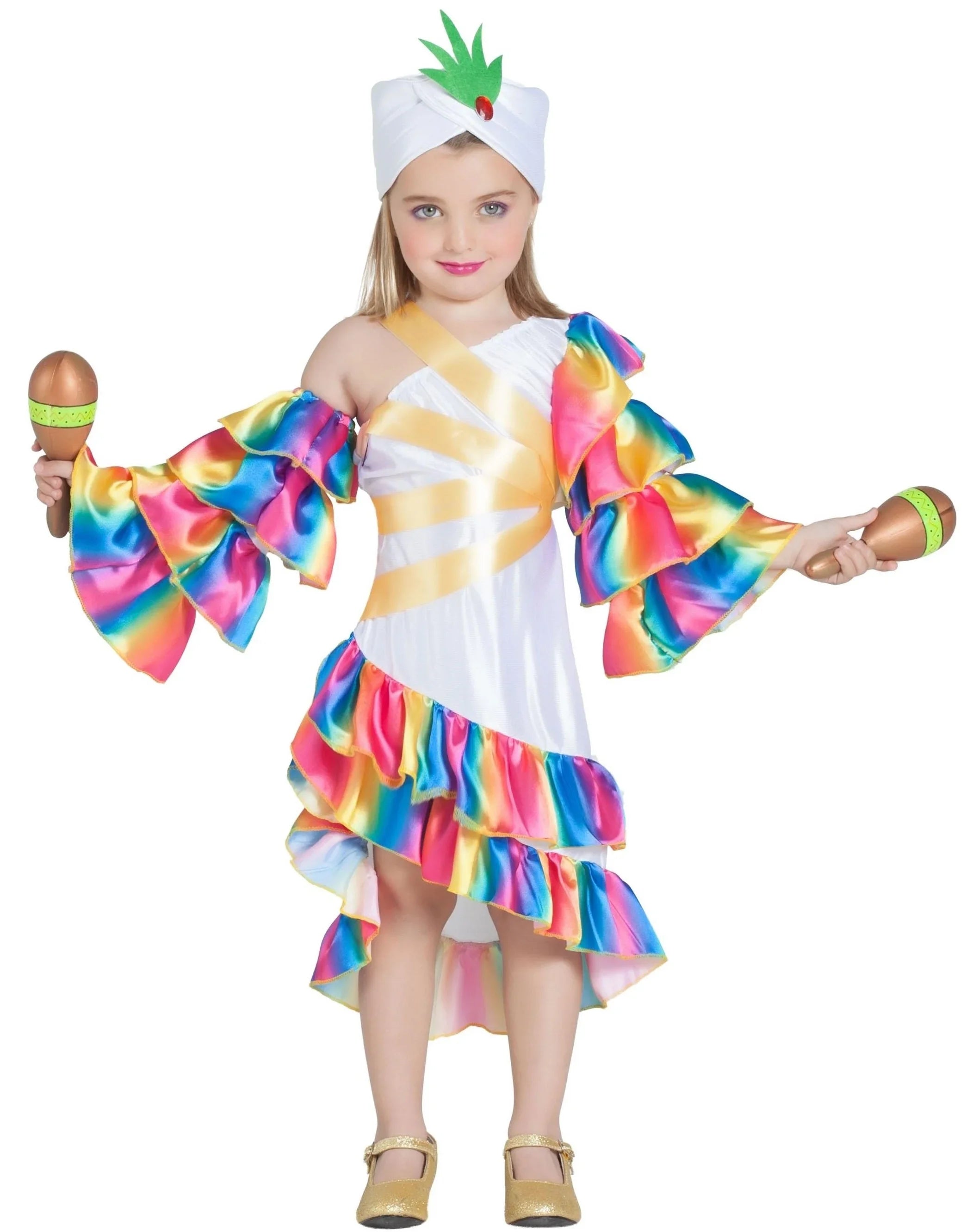Disfraz de Rumbera Blanca para Niña Rumberos y Caribeños Kimokawaii