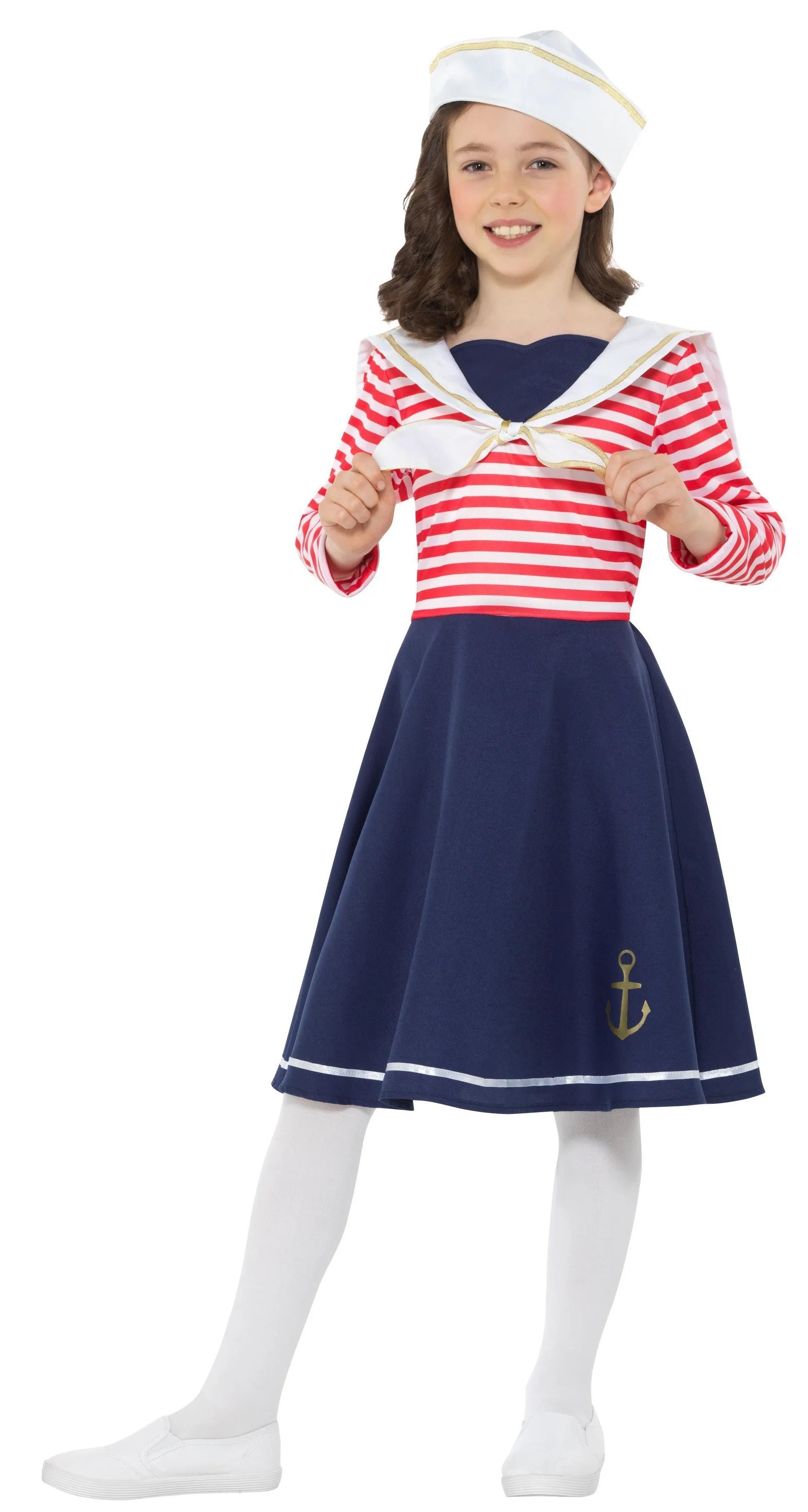 Disfraz de Marinera a Rayas para Niña Marinero Smiffys