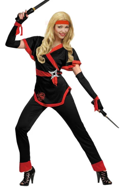 Disfraz de Ninja Negro y Rojo para Mujer Ninjas Widmann