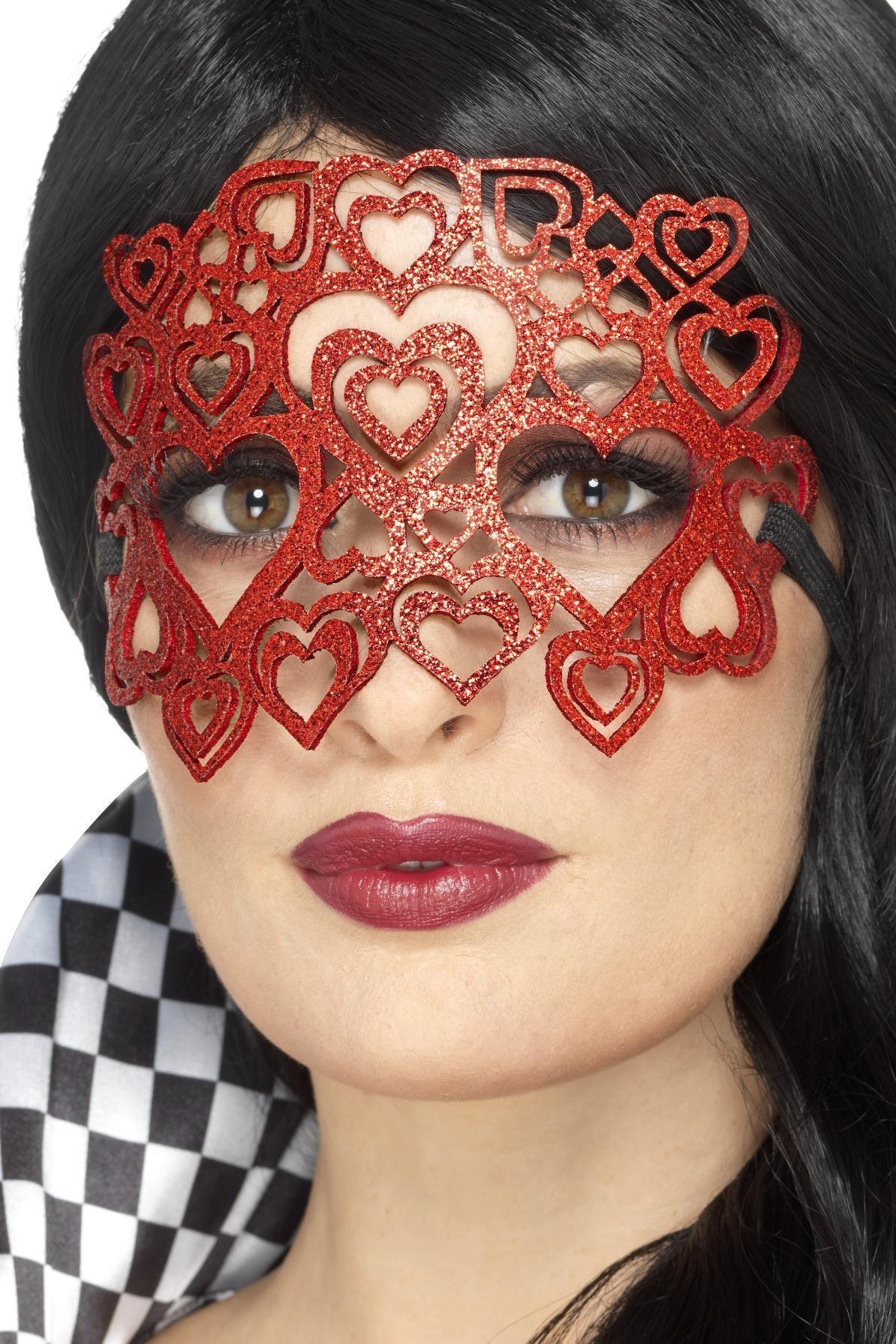 Antifaz de Corazones Rojos con Purpurina Antifaces Smiffys