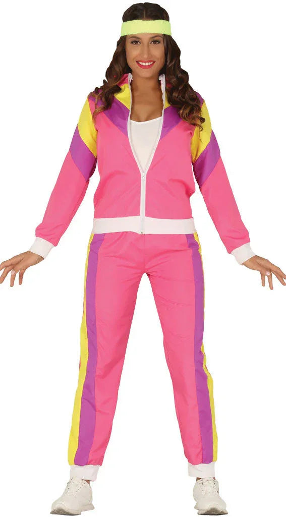Disfraz de Chándal Ochentero Rosa para Mujer Años 80 Guirca