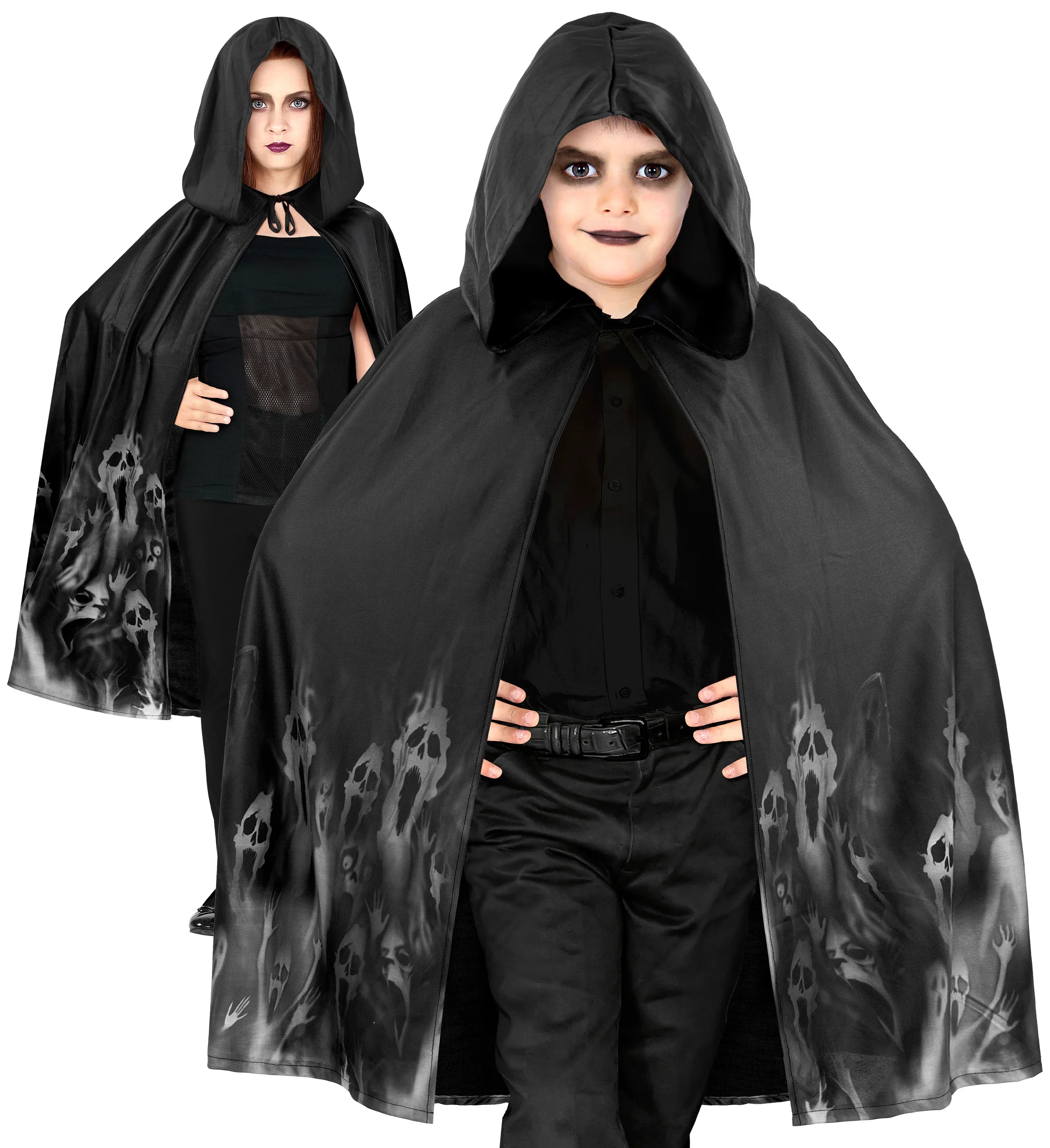 Capa con Capucha Negra con Fantasmas Infantil Capas Widmann