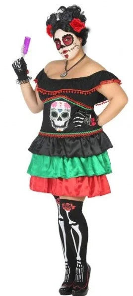 Disfraz de Catrina Calavera Mexicana para Mujer Catrina Atosa XL