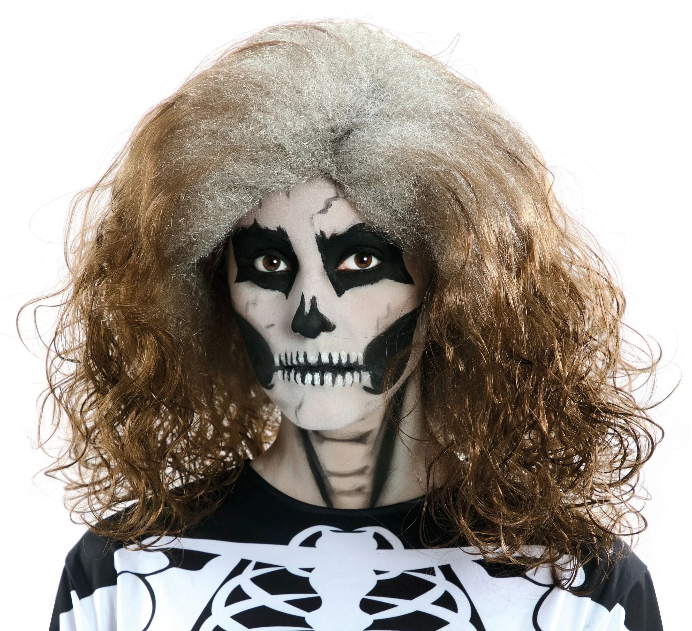 Peluca de Halloween Castaña con Raíz Canosa Complementos Halloween EuroCarnavales