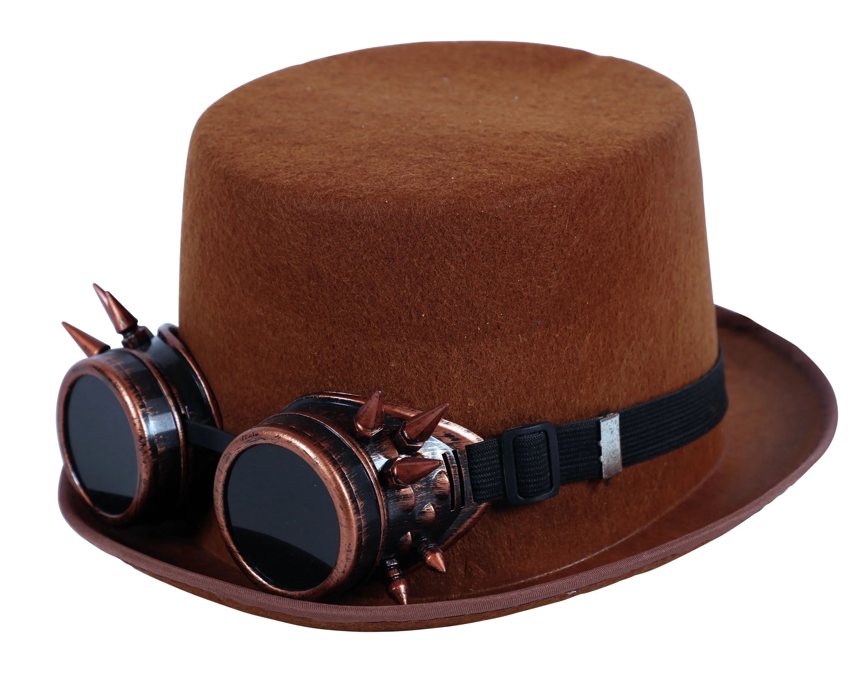 Chistera Steampunk Marrón con Gafas con Pinchos Sombreros Steampunk EuroCarnavales