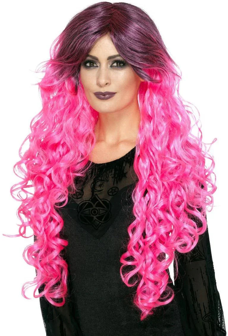 Peluca Rosa Bicolor con Ondas Inicio Smiffys