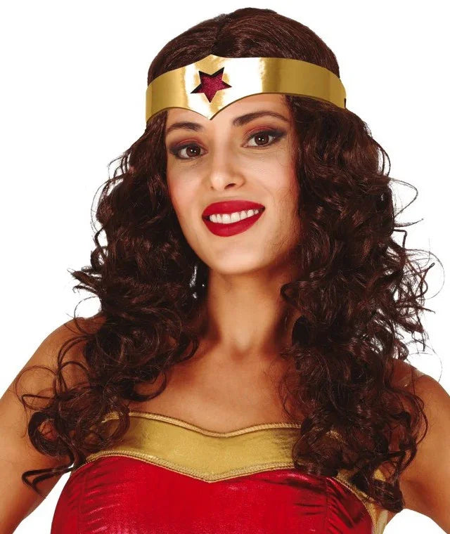 Peluca de Wonder Lady con Diadema para Mujer Complementos Superhéroes Guirca