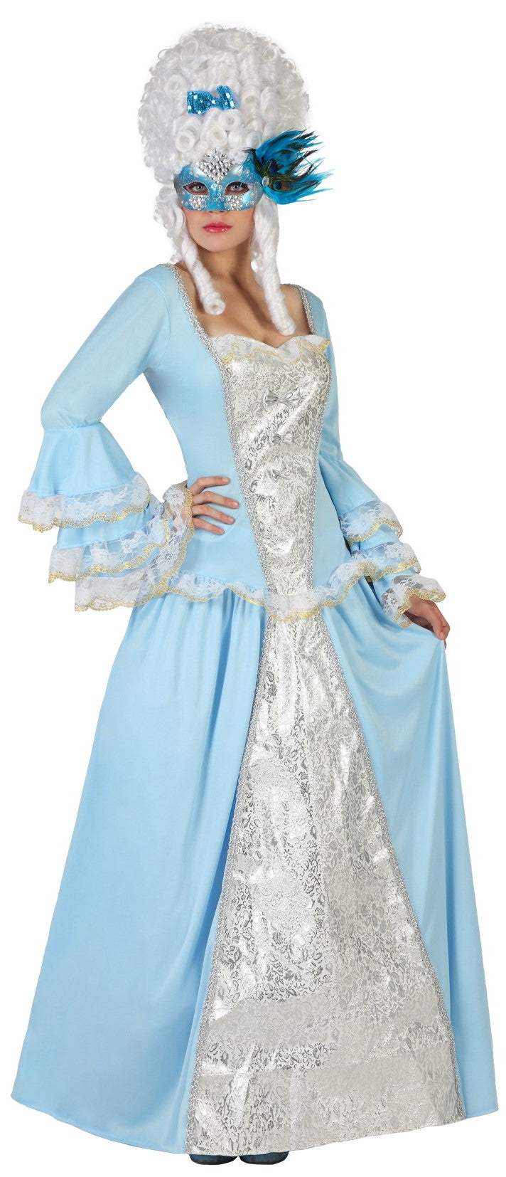 Disfarce de cortesã azul para mulher