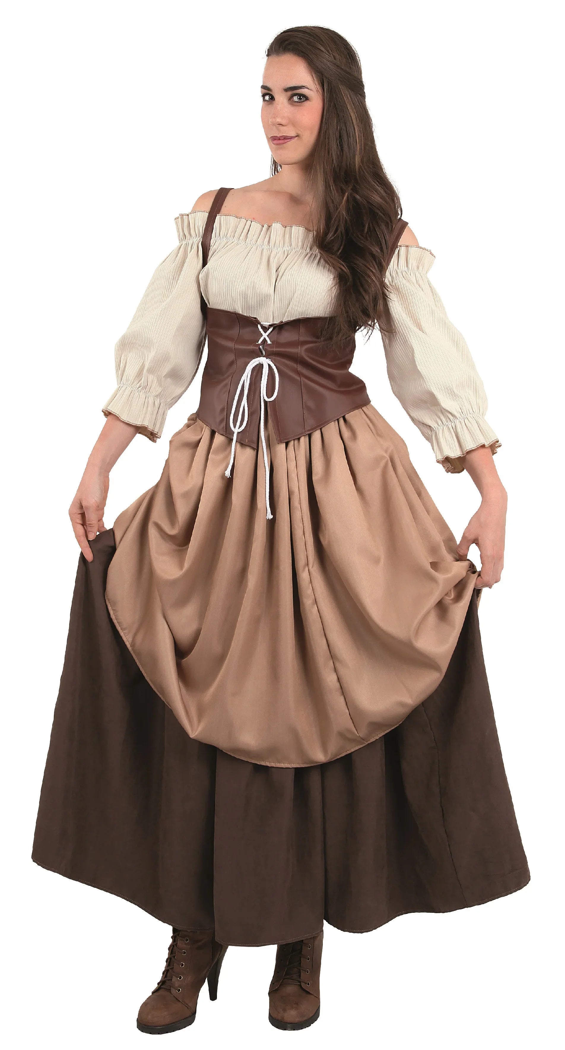 Disfraz de Campesina Medieval Marrón para Mujer Taberneras y Campesinas Medievales Fycar Complementos