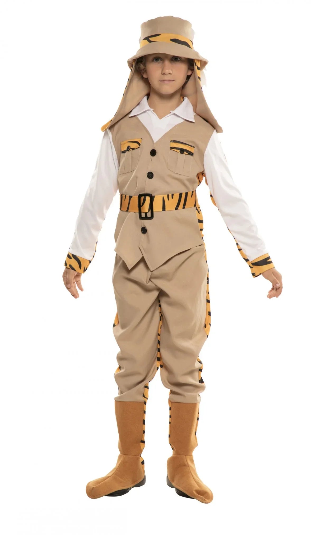 Disfraz Doble de Cazador y Tigre para Niño Exploradores EuroCarnavales