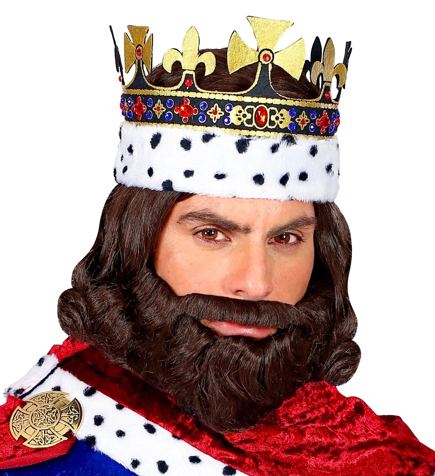Peluca de Rey Medieval Castaña con Barba Complementos Medievales Widmann