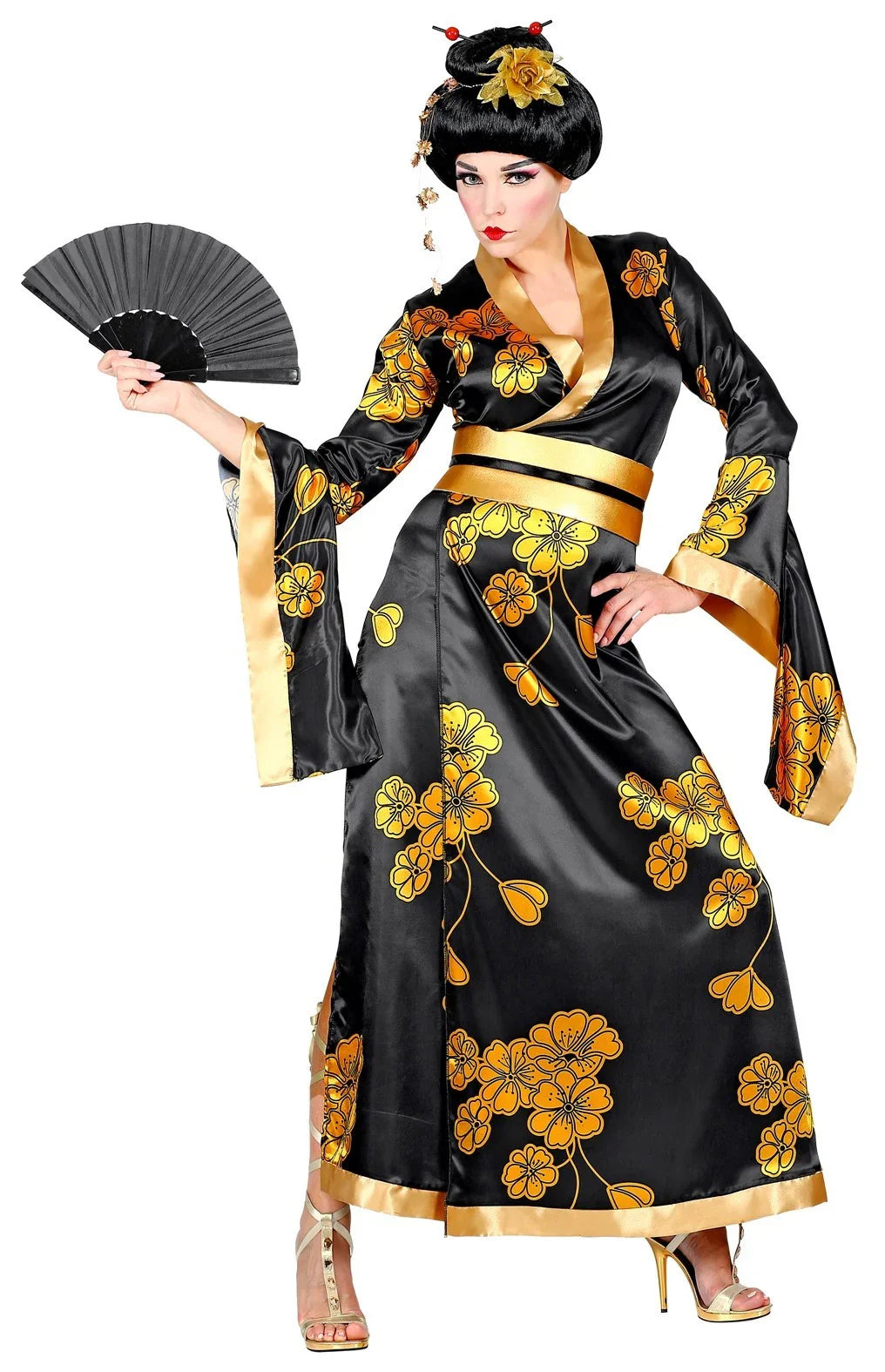 Disfraz de Geisha Negra con Flores para Mujer Geishas Widmann