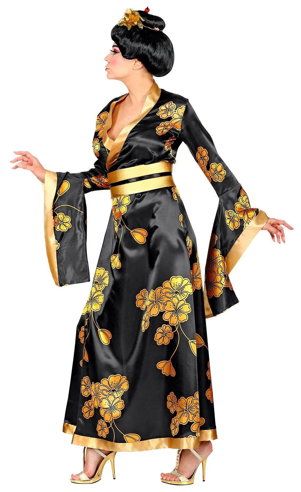 Disfraz de Geisha Negra con Flores para Mujer Geishas Widmann