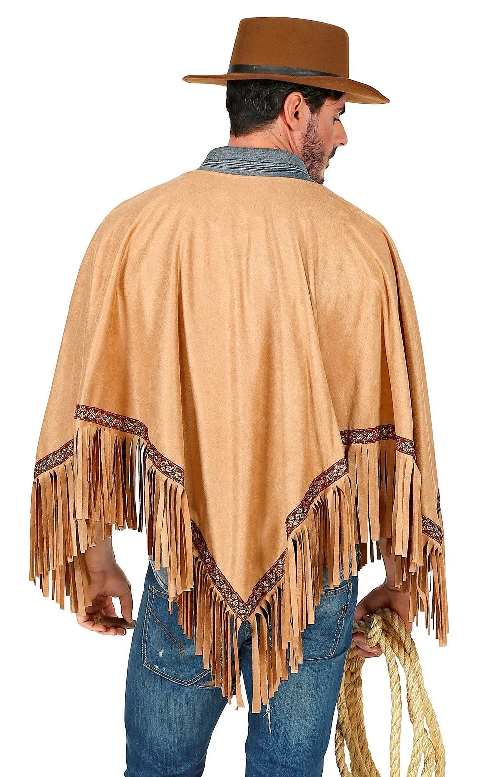 Poncho Hippie Marrón con Flechos para Adulto Hippies Widmann