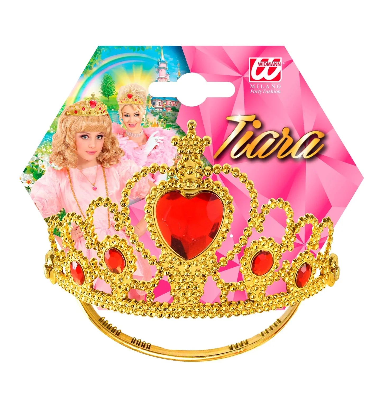 Tiara de Princesa Dorada con Gemas Rojas Infantil Coronas y Tiaras Widmann
