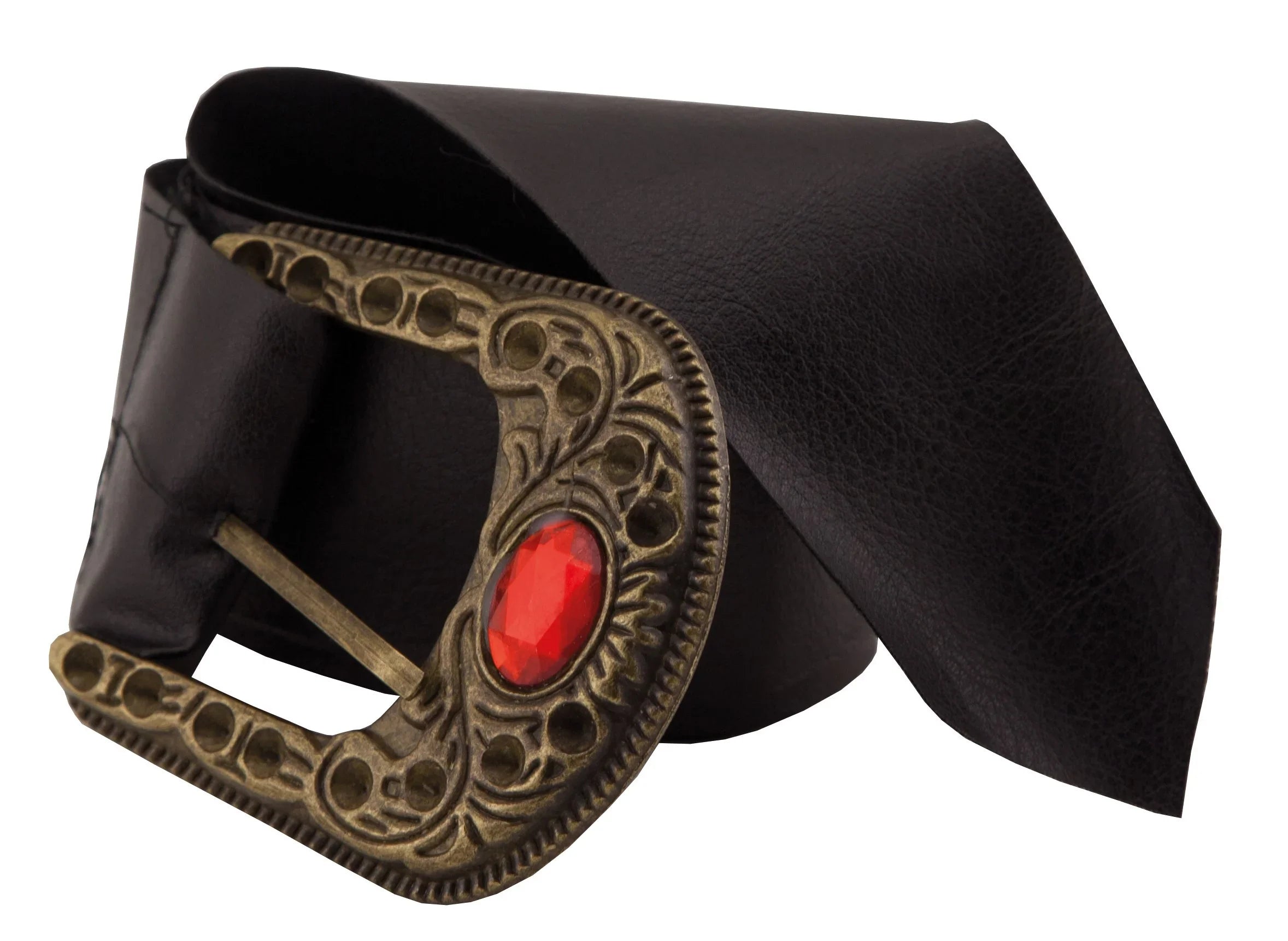 Cinturón Medieval con Hebilla Dorada y Piedra Roja Cinturones Fycar