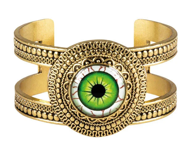 Brazalete Egipcio Metálico con Ojo Verde Complementos Egipcios Fycar Complementos