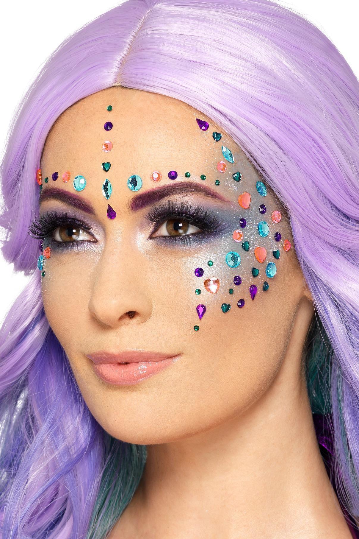 Gemas Faciales con Formas y Colores para Maquillaje Accesorios de Maquillaje Smiffys
